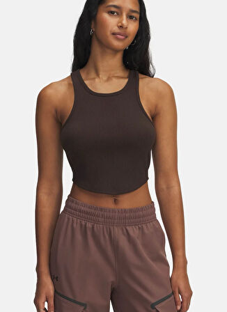 Under Armour 1389798-246-UA Rival Rib Tank Kahve Normal Düz Kadın Atlet