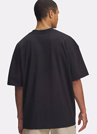 Under Armour 6005668-001-UA HWT WOVEN LABEL SS Siyah Bisiklet Yaka Normal Baskılı Erkek T-Shirt