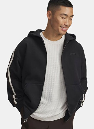 Under Armour 6003937-001-UA Icon Heavy Rib FZ Siyah Normal Düz Erkek Zip Ceket