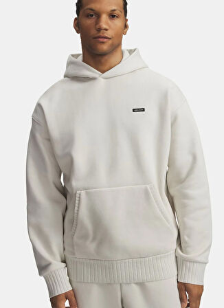 Under Armour 6008900-110-UA Icon Heavy Rib Hdy Beyaz Kapüşon Yaka Normal Düz Erkek Sweatshırt