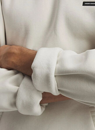 Under Armour 6008900-110-UA Icon Heavy Rib Hdy Beyaz Kapüşon Yaka Normal Düz Erkek Sweatshırt