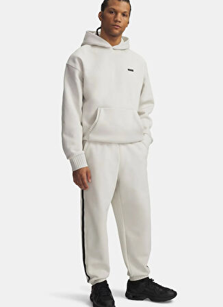 Under Armour 6005696-110-UA Icon Heavy Rib Jogge Beyaz Lastikli Bel Normal Düz Erkek Eşofman Altı