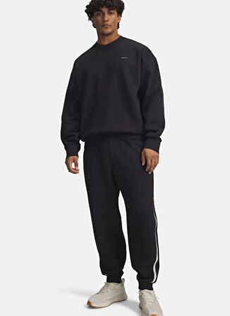 Under Armour 6005696-001-UA Icon Heavy Rib Jogge Siyah Lastikli Bel Normal Düz Erkek Eşofman Altı