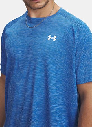 Under Armour 1382796-402-UA Tech Textured SS Mavi Bisiklet Yaka Normal Desenli Erkek T-Shirt