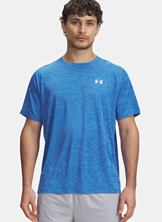 Under Armour 1382796-402-UA Tech Textured SS Mavi Bisiklet Yaka Normal Desenli Erkek T-Shirt