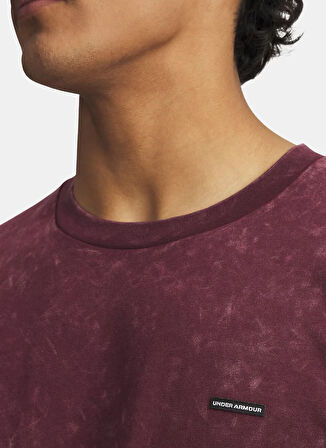 Under Armour 1389147-600-UA M HW OS LOGO WASH SS Bordo Bisiklet Yaka Normal Düz Erkek T-Shirt