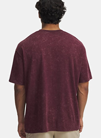 Under Armour 1389147-600-UA M HW OS LOGO WASH SS Bordo Bisiklet Yaka Normal Düz Erkek T-Shirt