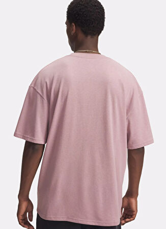 Under Armour 6005668-673-UA HWT WOVEN LABEL SS Pembe Bisiklet Yaka Normal Baskılı Erkek T-Shirt