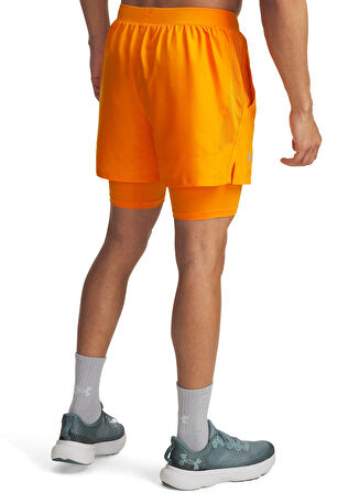 Under Armour 1382640-793-UA LAUNCH 5'' 2-IN-1 Turuncu Lastikli Bel Dar Düz Erkek Şort
