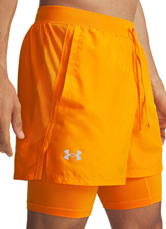 Under Armour 1382640-793-UA LAUNCH 5'' 2-IN-1 Turuncu Lastikli Bel Dar Düz Erkek Şort
