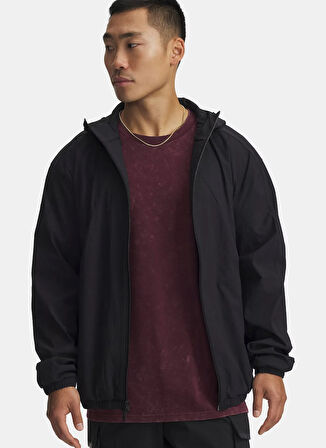 Under Armour 6003863-001-UA Unstoppable Woven Jk Siyah Normal Düz Erkek Zip Ceket