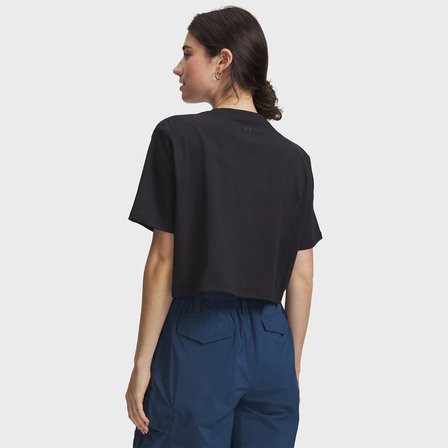 Under Armour Scriptheart Crop Kadın Siyah Polo Yaka Tişört