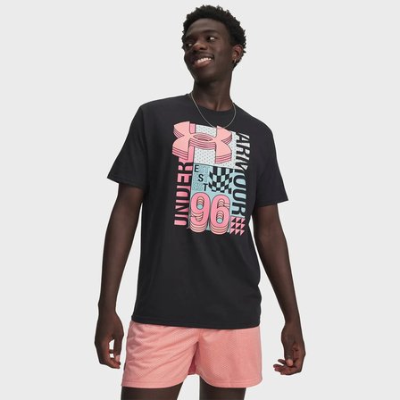 Under Armour Logo Collage Erkek Siyah Polo Yaka Tişört