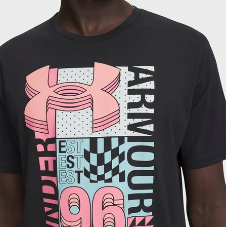Under Armour Logo Collage Erkek Siyah Polo Yaka Tişört