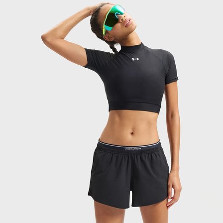 Under Armour HeatGear Crop Mock Kadın Siyah Polo Yaka Tişört