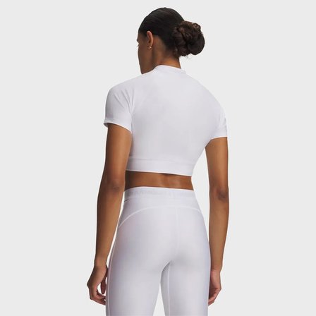 Under Armour HeatGear Crop Mock Kadın Beyaz Polo Yaka Tişört