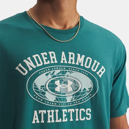 Under Armour Heavyweight Wordmark Erkek Yeşil Tişört