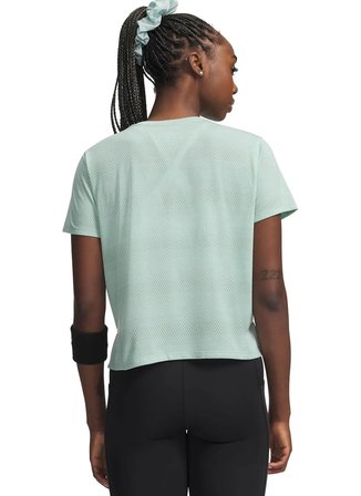 Under Armour 6009540-703 UA Velociti Shortsleeve Yeşil Bisiklet Normal Düz Kadın T-Shirt