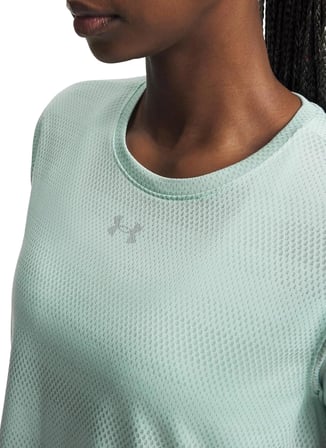 Under Armour 6009540-703 UA Velociti Shortsleeve Yeşil Bisiklet Normal Düz Kadın T-Shirt