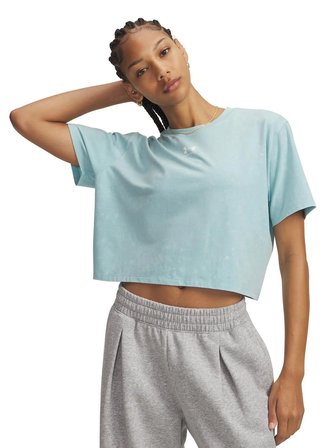 Under Armour 6011065-425 UA Rival Boxy Tee Wash Mavi Bisiklet Normal Düz Kadın T-Shirt