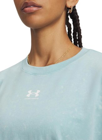 Under Armour 6011065-425 UA Rival Boxy Tee Wash Mavi Bisiklet Normal Düz Kadın T-Shirt