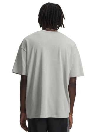 Under Armour 1389147-069 UA M HW OS LOGO WASH SS Gri Bisiklet Yaka Düz Erkek T-Shirt
