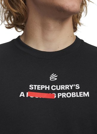 Under Armour 6012833-001 Curry Quote Tee Siyah Bisiklet Yaka Bol Kesim Düz Erkek T-Shirt