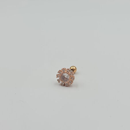 Cerrahi Çelik Rose Taşlı Küpe Tragus Helix Kıkırdak Piercing