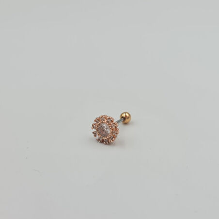 Cerrahi Çelik Rose Taşlı Küpe Tragus Helix Kıkırdak Piercing