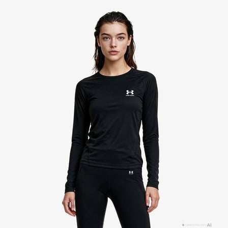 Under Armour HG Authentics Comp Kadın Siyah Uzun Kollu T-Shirt
