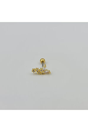 Cerrahi Çelik Kelebek Yıldız Detaylı Küpe Tragus Helix Kıkırdak Piercing