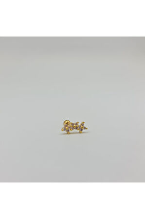Cerrahi Çelik Çiçekli Taşlı Küpe Tragus Helix Kıkırdak Piercing