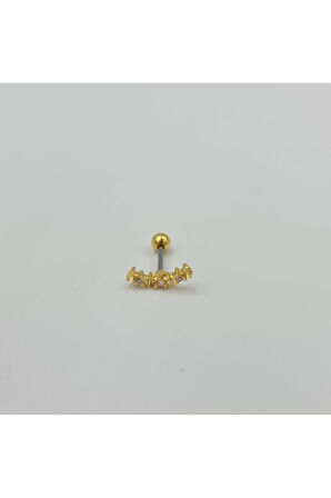 Cerrahi Çelik Beyaz Taşlı Küpe Tragus Helix Kıkırdak Piercing