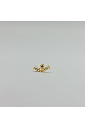 Cerrahi Çelik Beyaz Taşlı Küpe Tragus Helix Kıkırdak Piercing