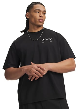 Under Armour 6013625-008 Ua M Hwt Echo Logo Os S Siyah Yuvarlak Yaka Baskılı Erkek T-Shirt
