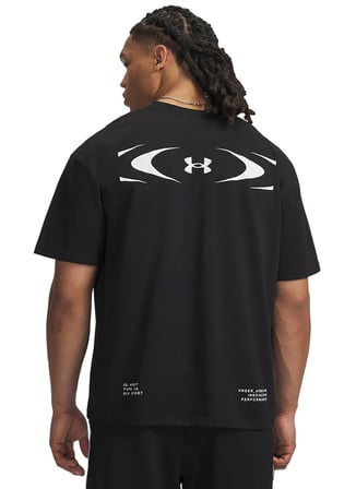 Under Armour 6013625-008 Ua M Hwt Echo Logo Os S Siyah Yuvarlak Yaka Baskılı Erkek T-Shirt