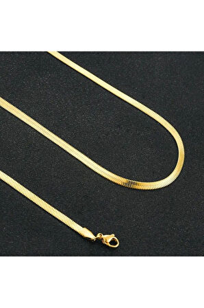 Gold Unisex 4 mm 50 cm İtalyan kesim Ezme Model Zincir Kolye