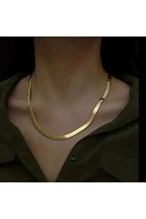 Gold Unisex 4 mm 50 cm İtalyan kesim Ezme Model Zincir Kolye