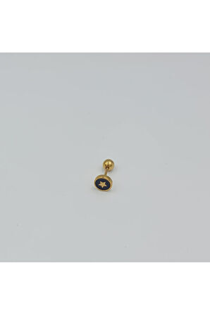 Cerrahi Çelik Yuvarlak Yıldızlı Tragus Helix Piercing Küpe