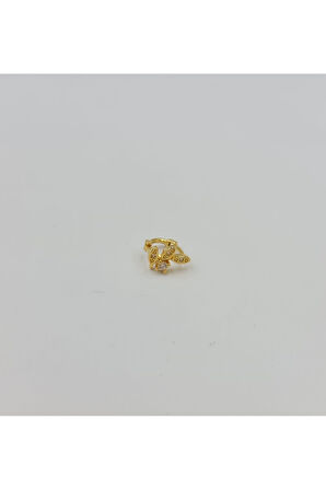 Cerrahi Çelik Taşlı Yapraklı Halka Küpe Tragus Helix Kıkırdak Piercing