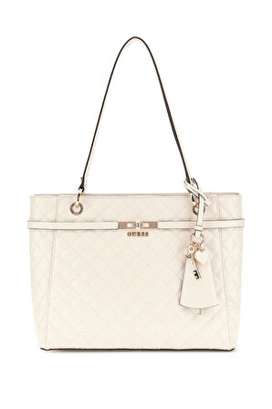 Kadın Kapitone ve Monogram Desenli Tote Çanta - Krem | undefined