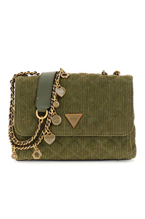 Kadın Fitilli Kadife Omuz Çantası - Haki | undefined