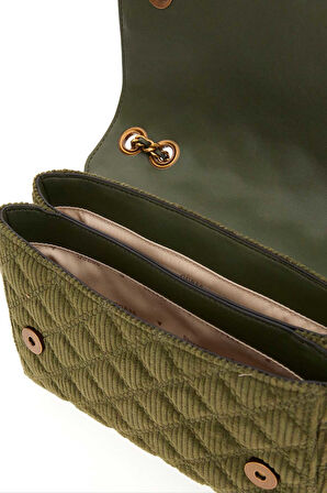 Kadın Fitilli Kadife Omuz Çantası - Haki | undefined