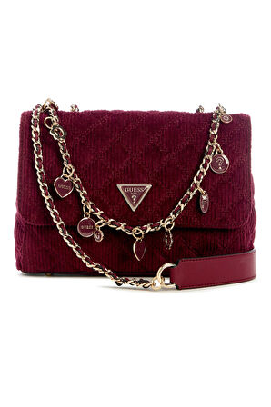 Kadın Fitilli Kadife Omuz Çantası - Kırmızı | undefined