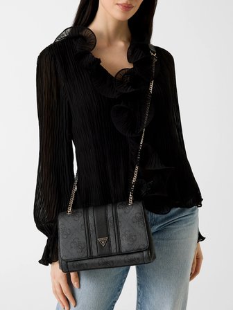 Guess Noelle II Dönüştürülebilir Kapaklı Çapraz Askılı Kadın Antrasit Omuz Çantası HWSS9672210-CLO