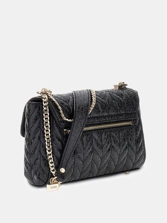 Guess Stacey Dönüştürülebilir Kapaklı Kadın Siyah Çapraz Çanta HWGG9741210-BLA