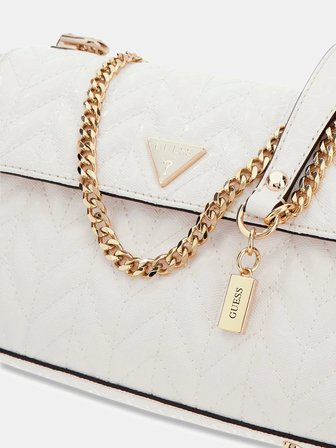 Guess Stacey Dönüştürülebilir Kapaklı Kadın Beyaz Çapraz Çanta HWGG9741210-OFF
