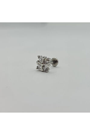 Cerrahi Çelik Beyaz Taşlı Küpe Tragus Helix Kıkırdak Piercing