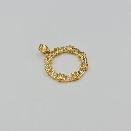 Gold Zirkon Taş Detaylı X Model Kolye Ucu