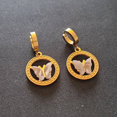 Gold Sallantılı Şık Kelebek Küpe